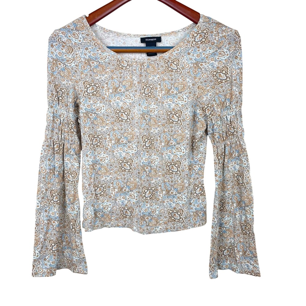 Vintage Y2K 90s‎ Express Womens Top Sz M Fairy Grunge Bell Sleeves Romantic Boho